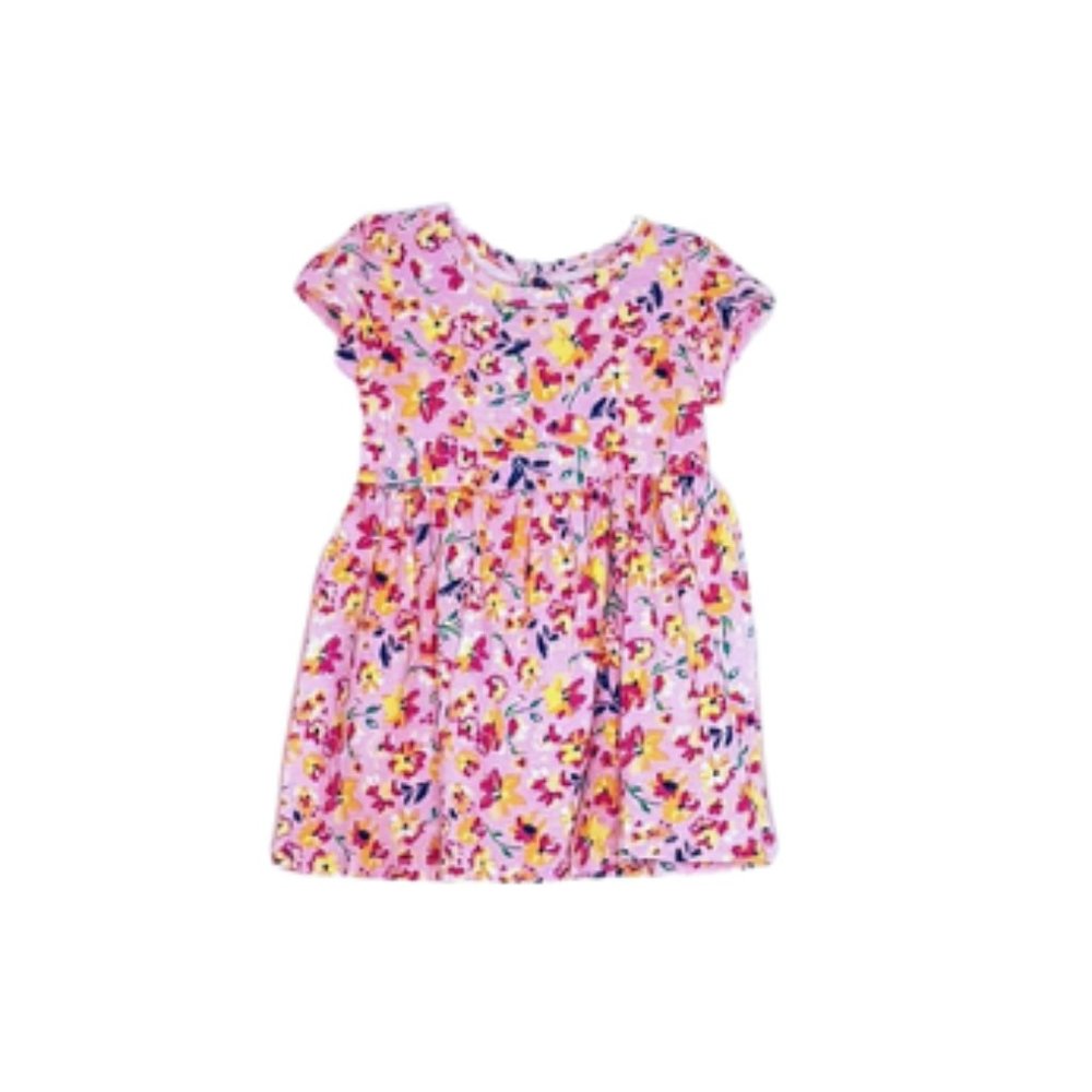 #KI-1 Infants Pink Floral Short-Sleeve Dress